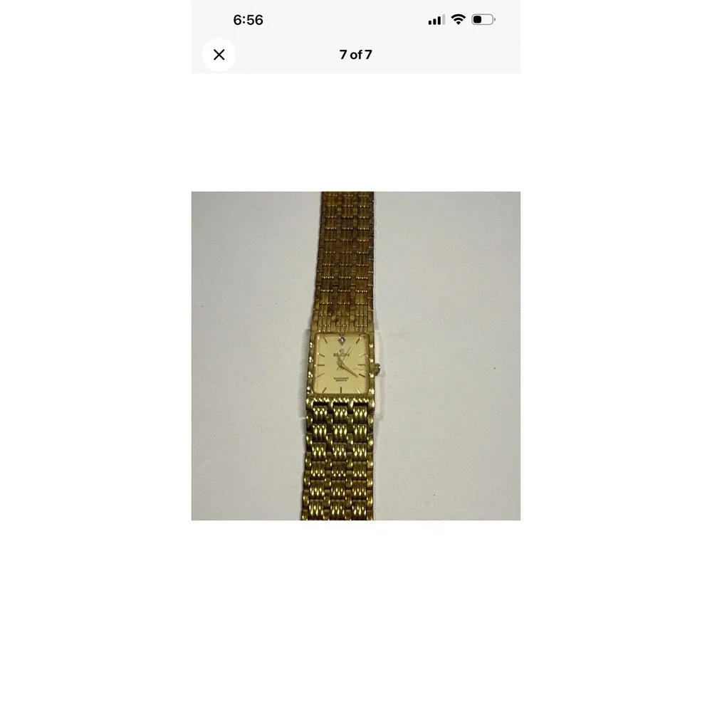 Elgin Diamond Quartz Womens Dress Analog Gold Tone Rectangle Bracelet Watch Mens